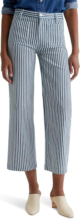 Брюки с широкими укороченными штанинами Kassie Mid-Rise в цвете Nordic Stripe Indigo Multi