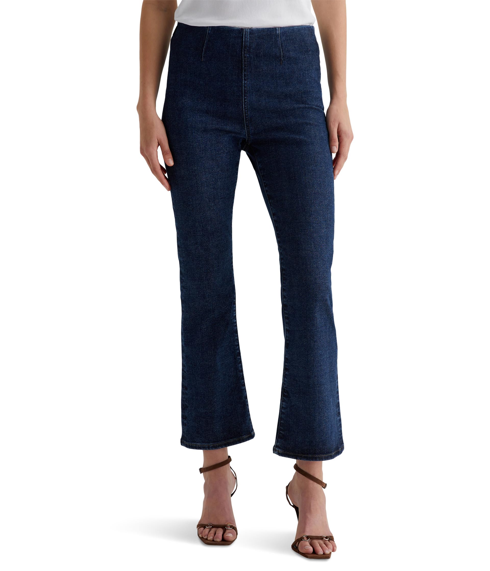 Farrah Mid-Rise Pull-On Crop Boot Jeans in Hyacinth