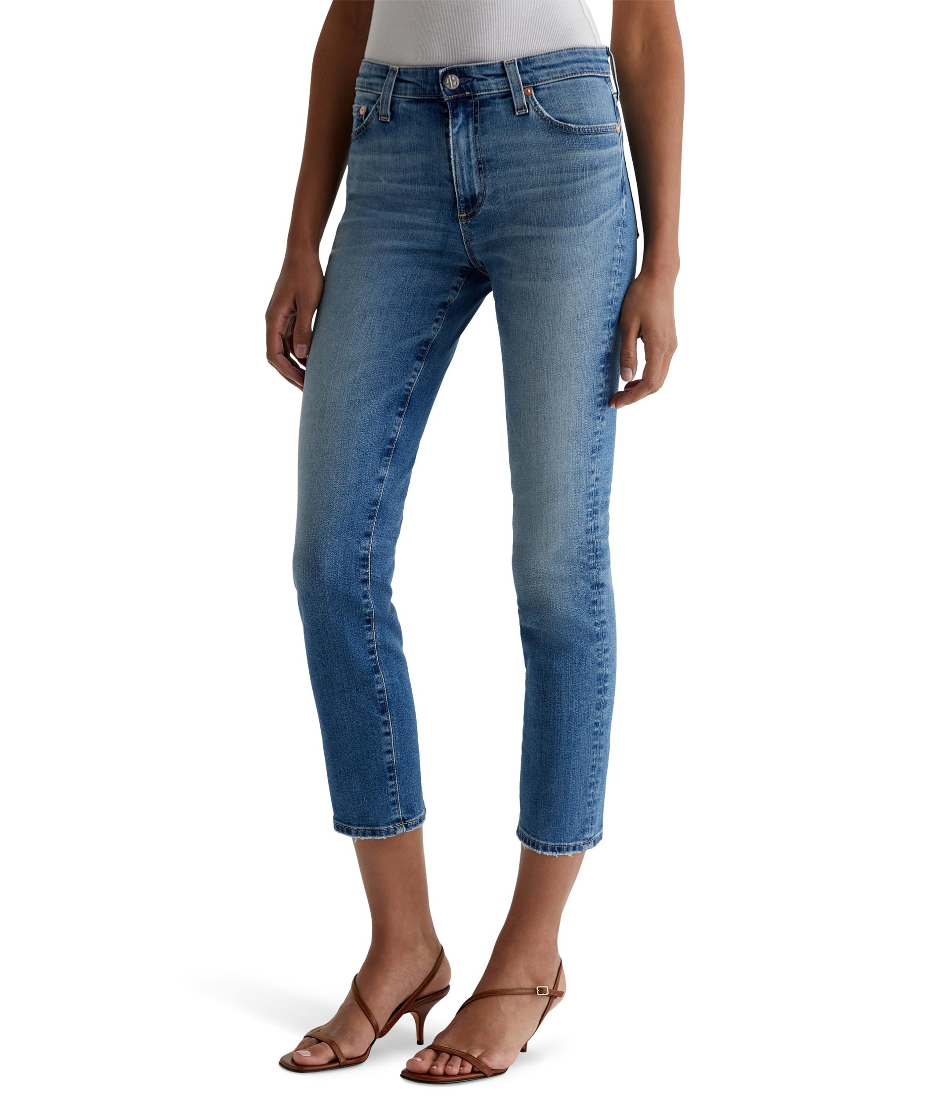 Mari джинсы AG Jeans Slim Straight Crop в цвете 13 Years Reign