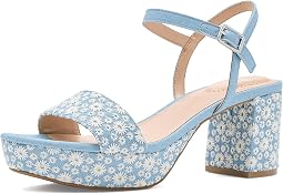 Light Blue/Cream Daisy Linen