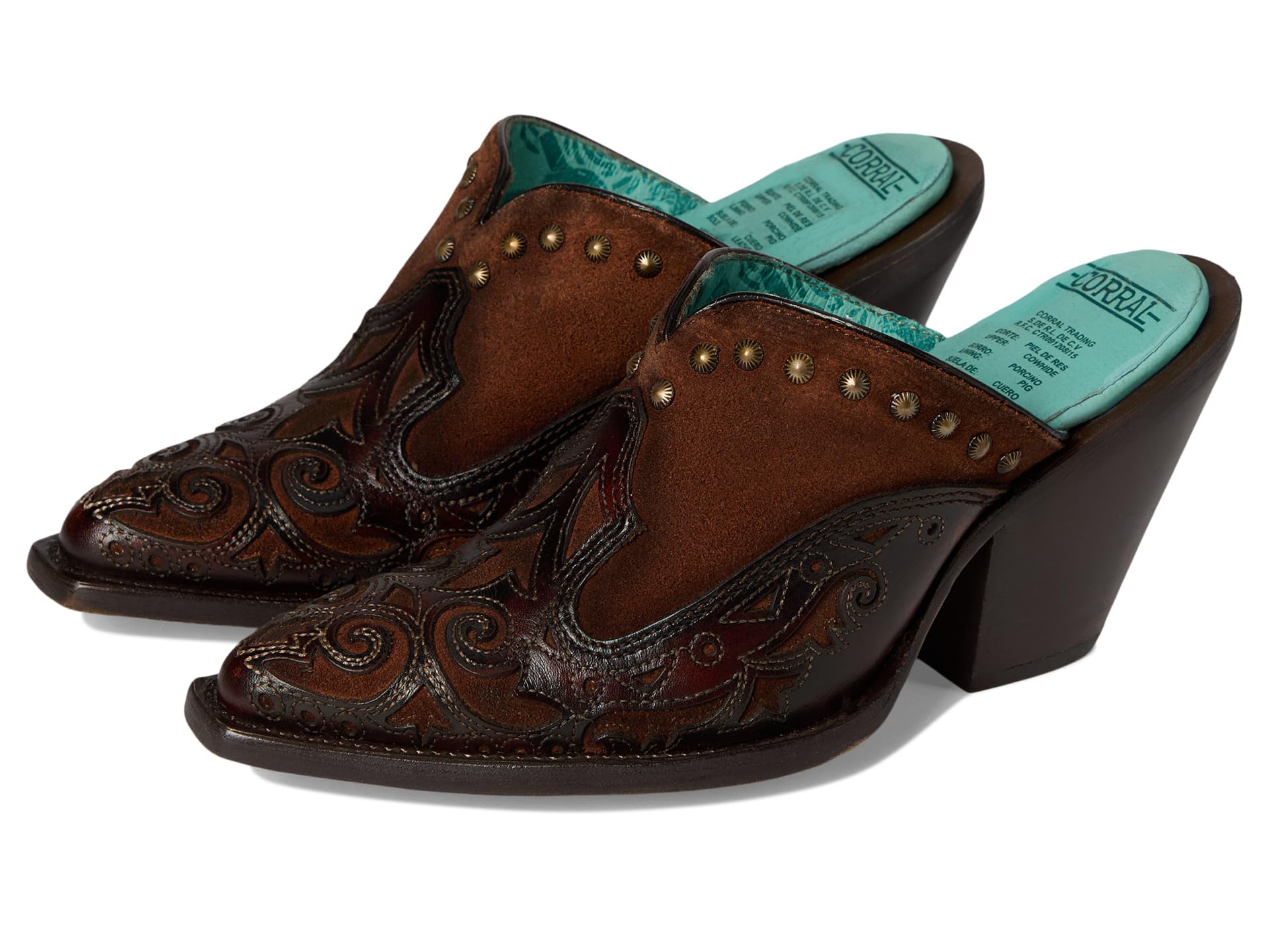 Lady Inlay & Embroidery & Studs Mule