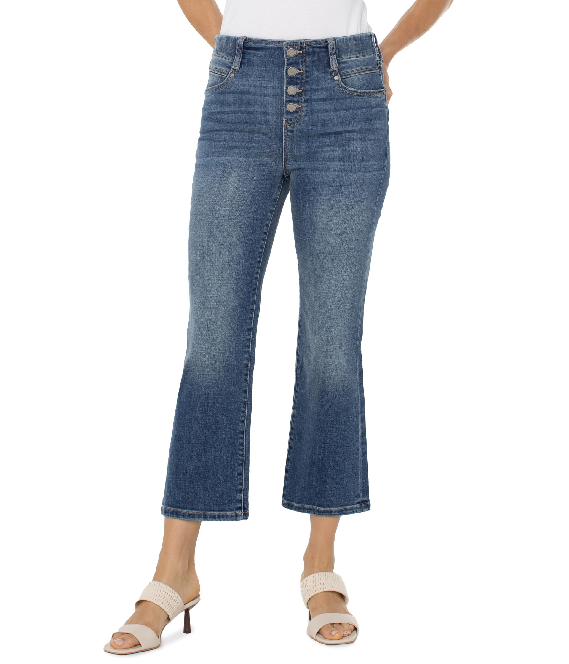 Petite Gia Glider Pull-on Crop Flare With Exposed Button