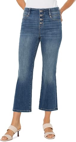 Petite Gia Glider Pull-on Crop Flare With Exposed Button