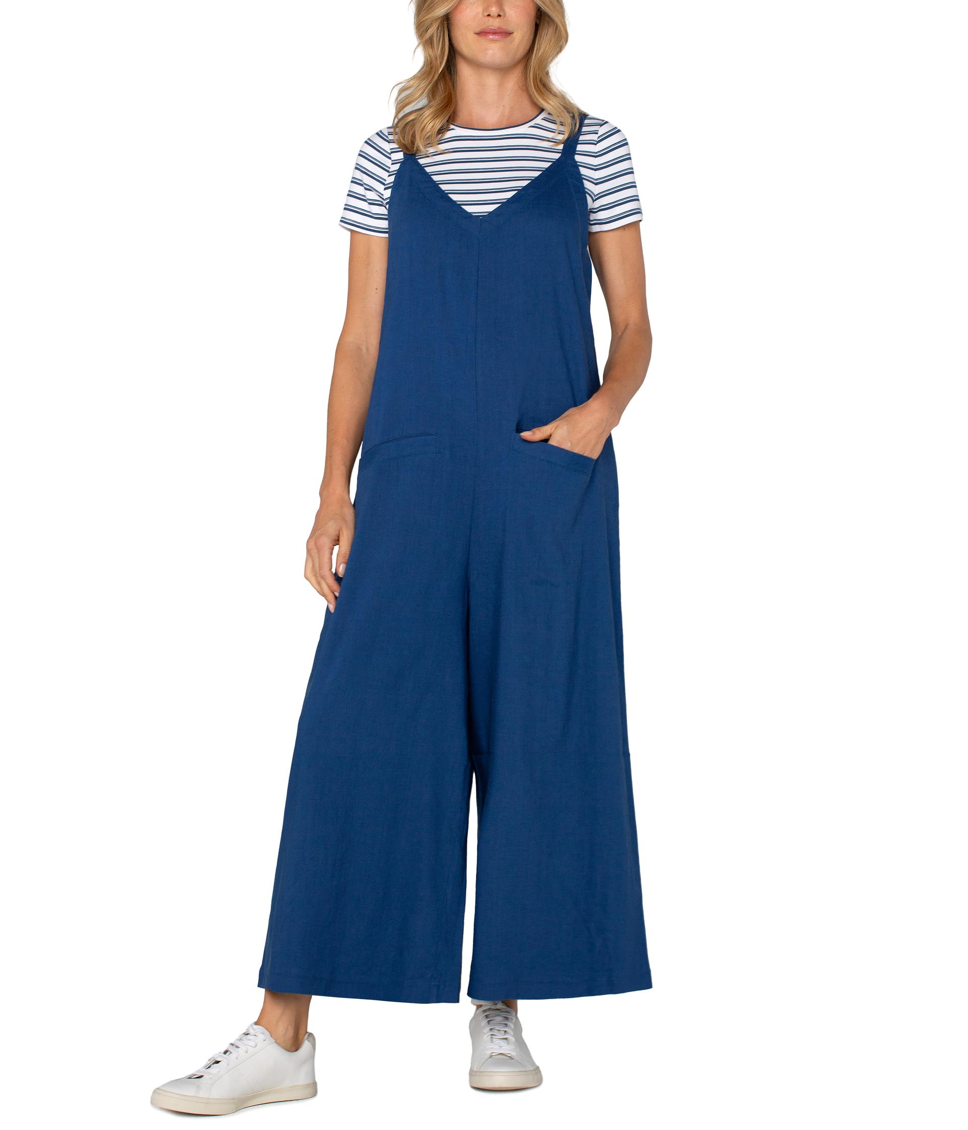 Wide Leg Crop Jumpsuit With Adjustable Straps