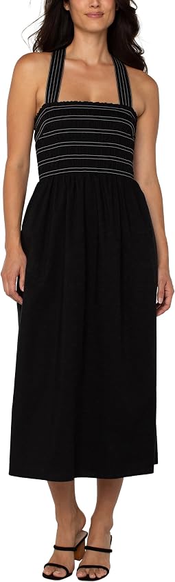 Женское платье Liverpool Los Angeles Sleeveless Smocked Woven Midi With Trapunto Straps