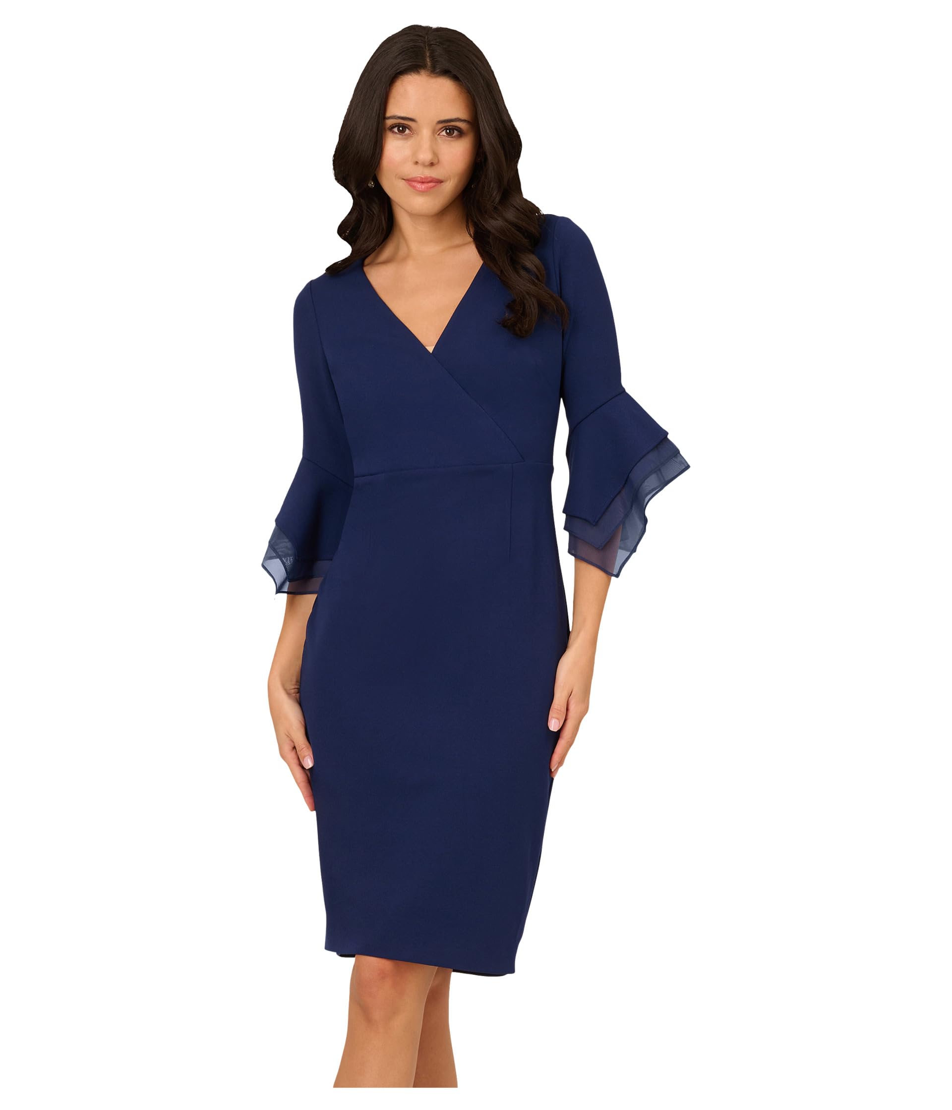 Crepe Combo Midi Dress