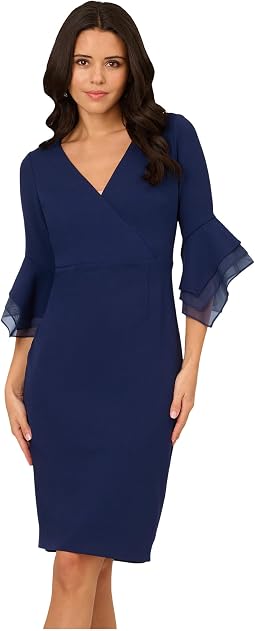 Crepe Combo Midi Dress
