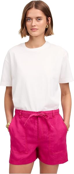 Pull-On Drawstring Shorts in 100% Linen