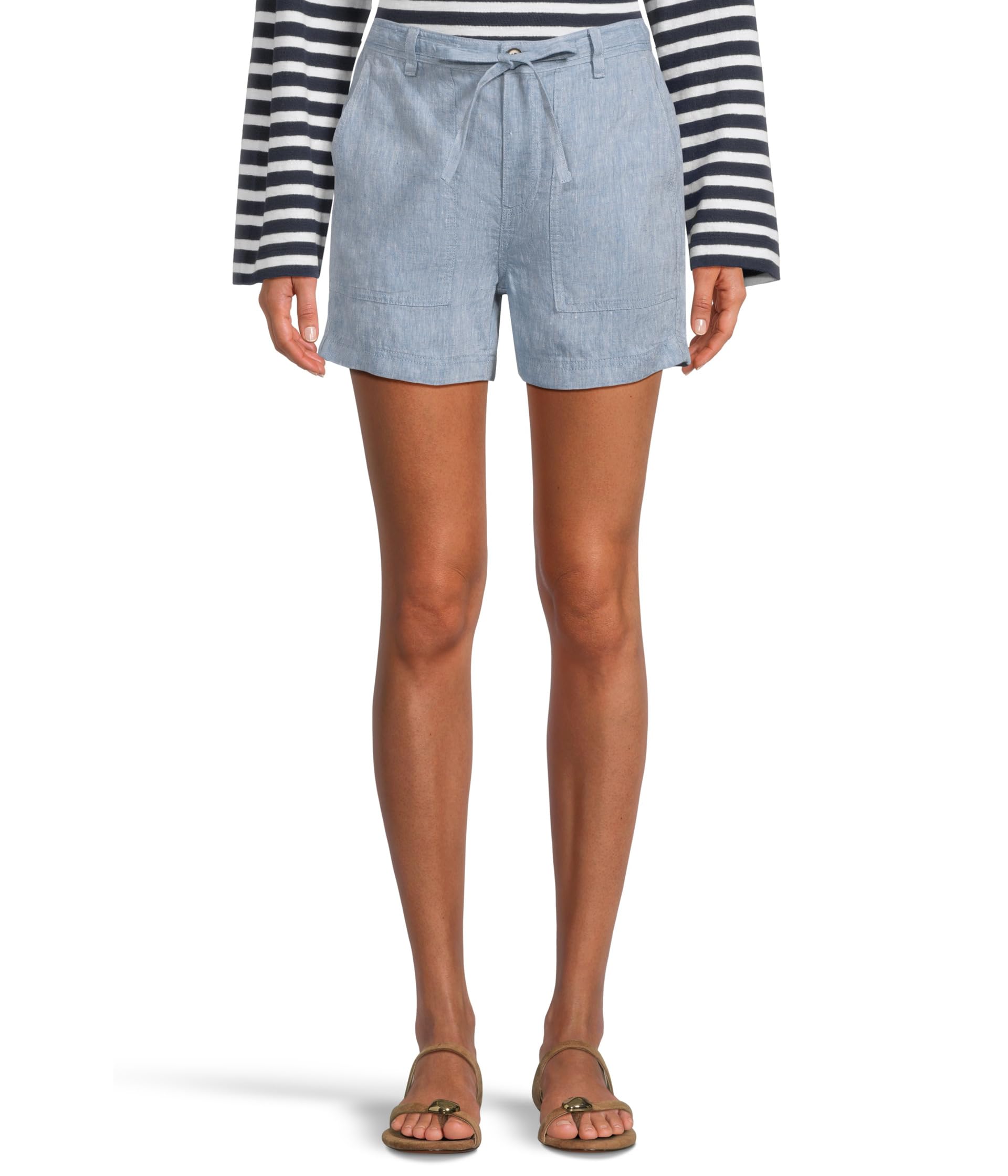 Pull-On Drawstring Shorts in 100% Linen