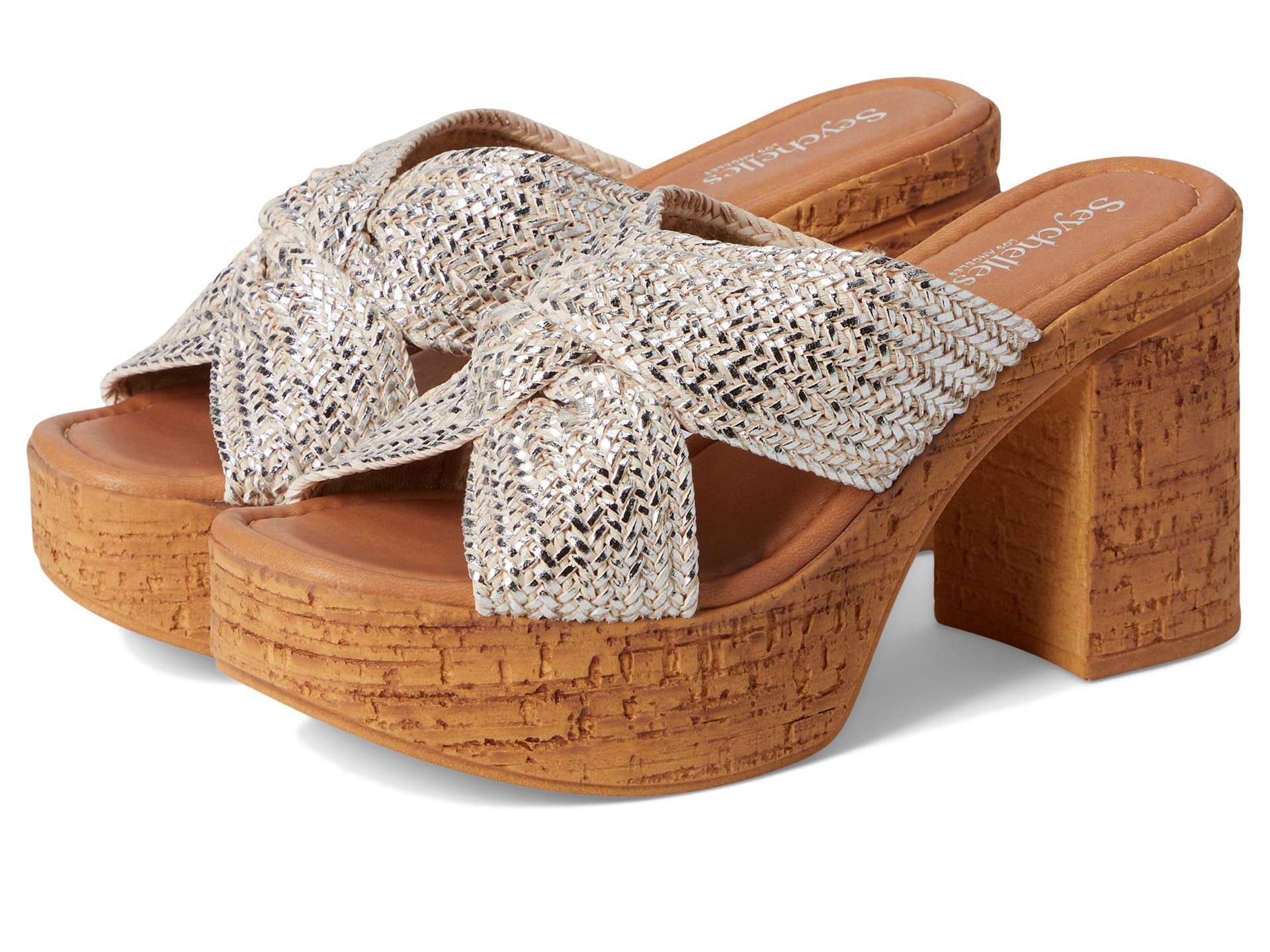 Adorned Metallic Raffia Slide Sandal