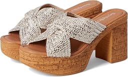 Adorned Metallic Raffia Slide Sandal