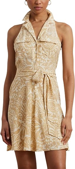 Floral Crepe Sleeveless Shirtdress