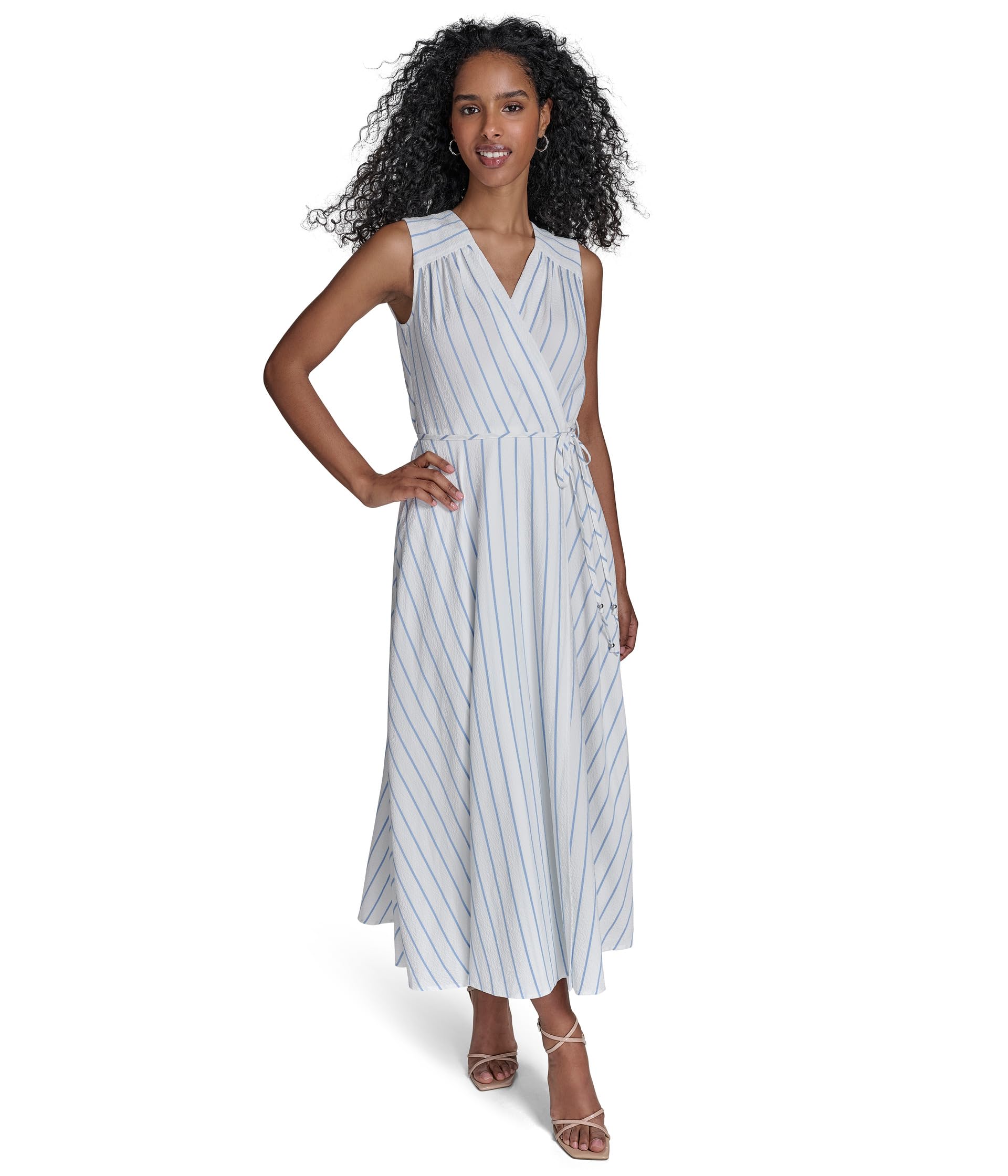 Gauze Striped Faux Wrap