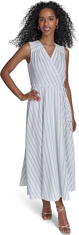 Gauze Striped Faux Wrap