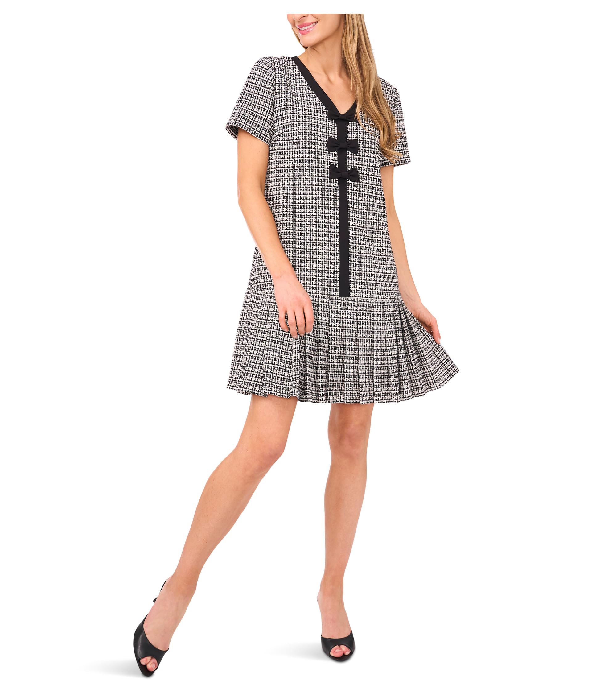 Pleated Box Combo Bow Dress