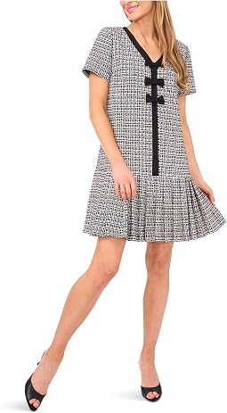Pleated Box Combo Bow Dress