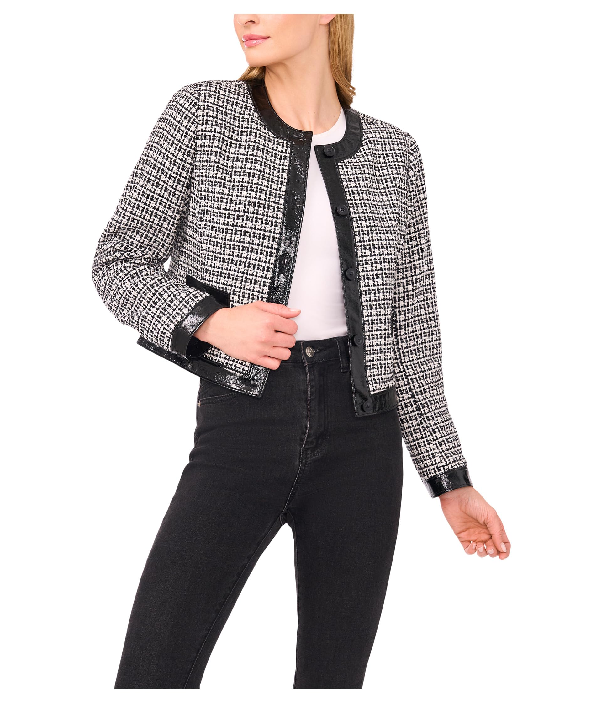 Long Sleeve Tweed Front Pocket Jacket