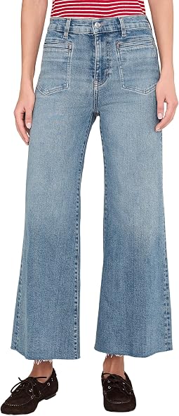 Женские джинсы Patch Pocket Flared Wide Leg с необработанным краем Shalimar Wash