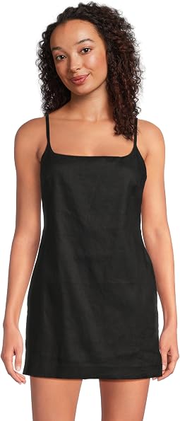 Madewell комбинезон-скорт с квадратным вырезом из вискозы и льна