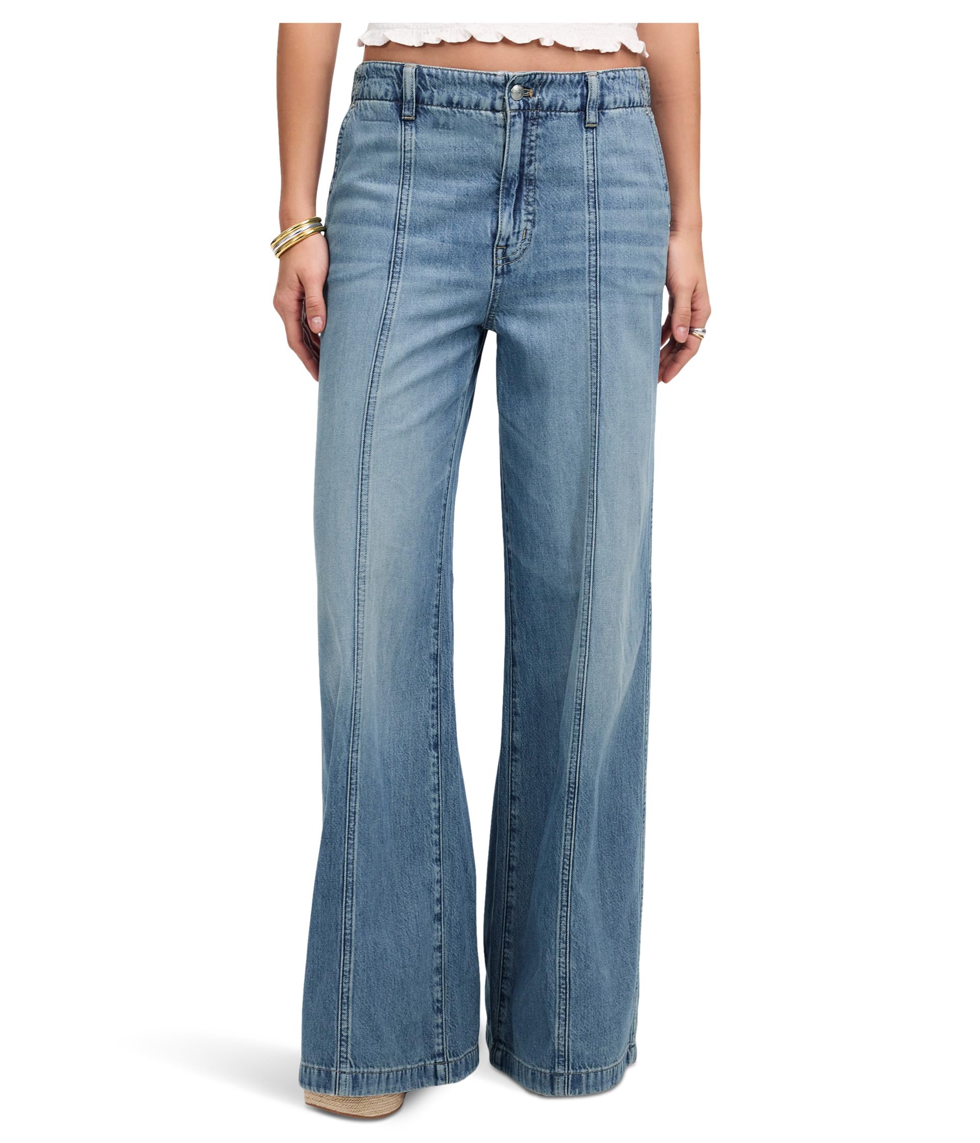 Wide Sweep Trouser with Seam in Robertson Wash