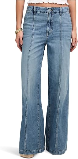 Wide Sweep Trouser with Seam in Robertson Wash