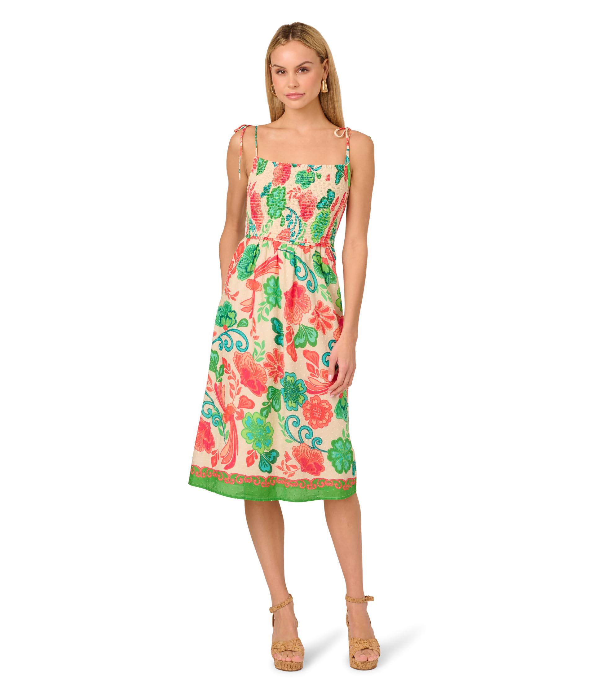 Smocked Printed Placement Dress