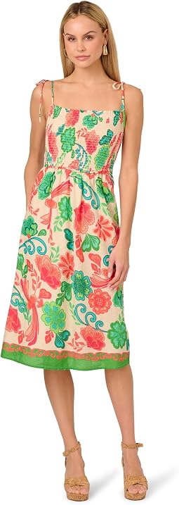 Smocked Printed Placement Dress