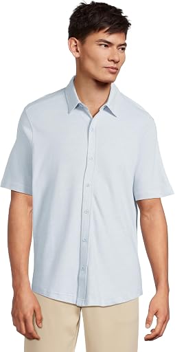 Short Sleeve J&M Flex Birdseye Button Front