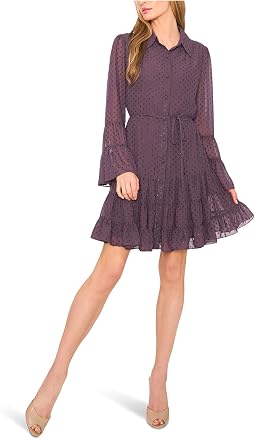 Tiered Ruffled Button Front Dress Женский