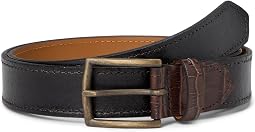 Two-Tone Croc Embossed Leather Belt