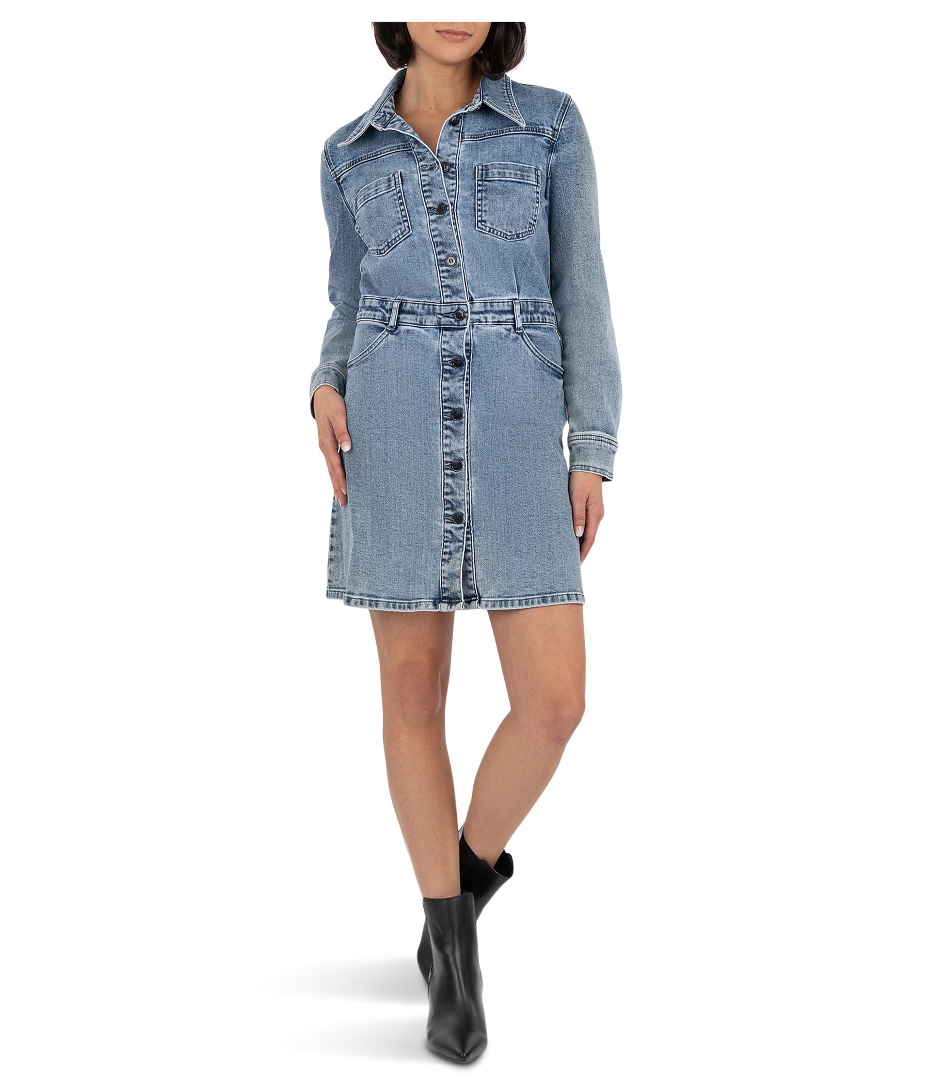 Arlington - Button Front Dress w/ A-Line Skirt & Waistband