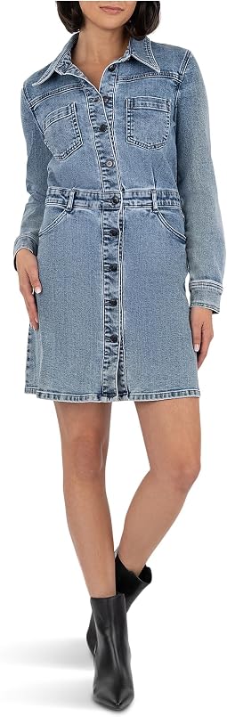 Arlington - Button Front Dress w/ A-Line Skirt & Waistband