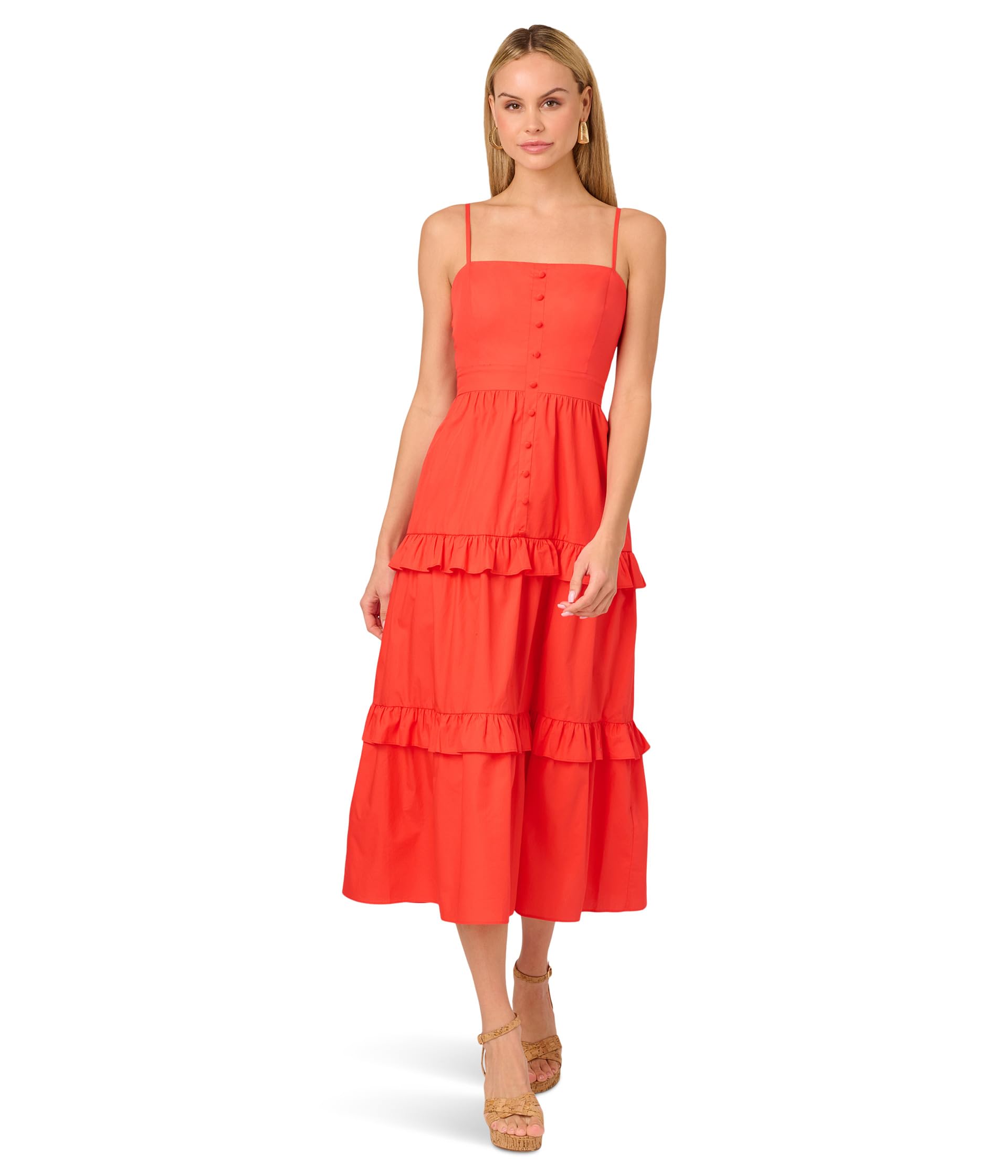 Solid Tiered Midi Dress