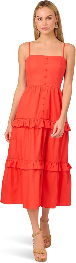Solid Tiered Midi Dress