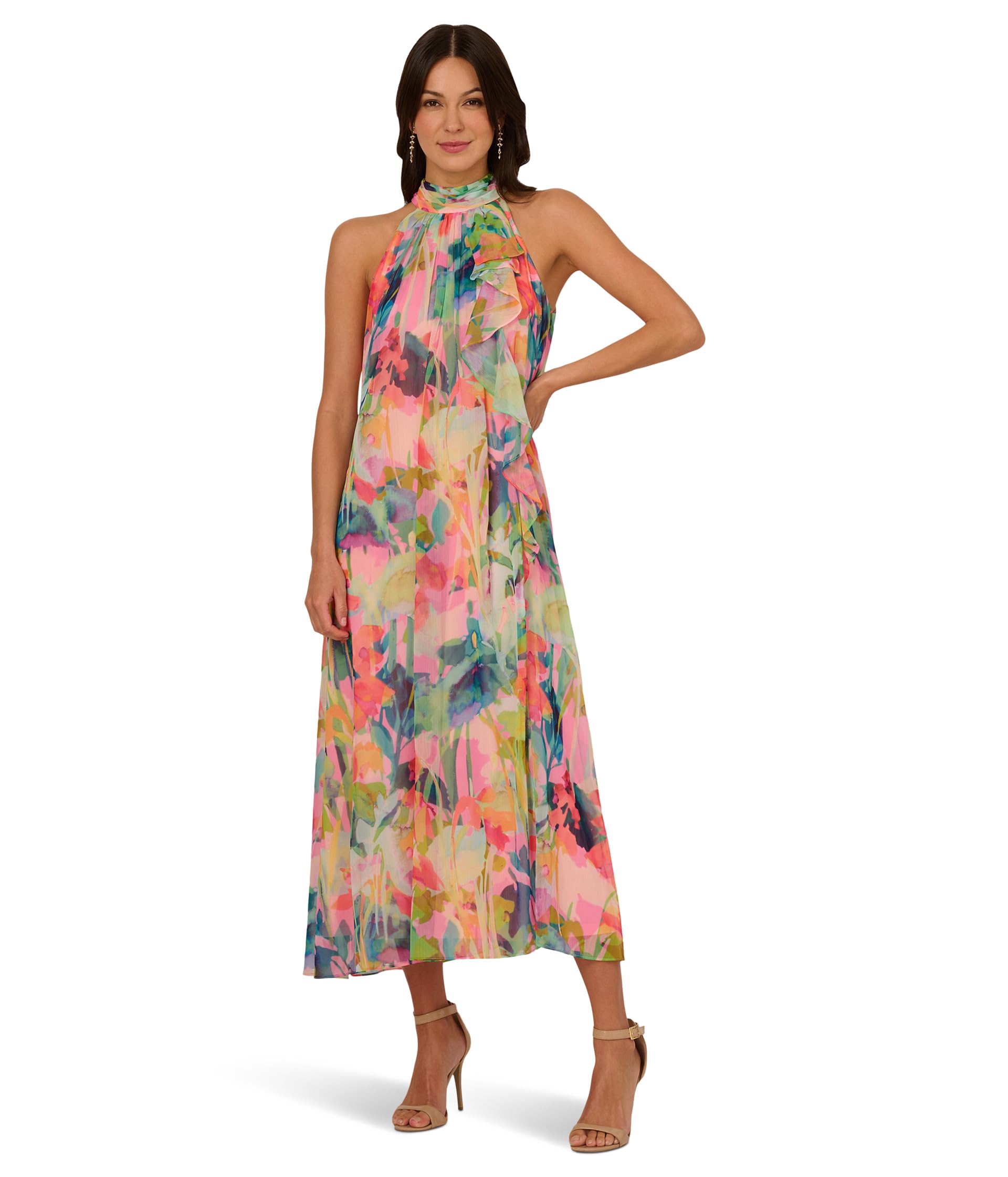 Print Chiffon Trapeze Dress