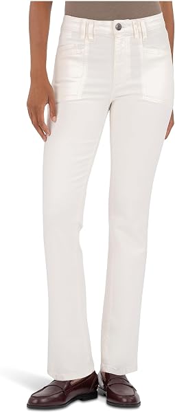 Kelsey High-rise Ankle Flare Front Pocketss Inset In Cream