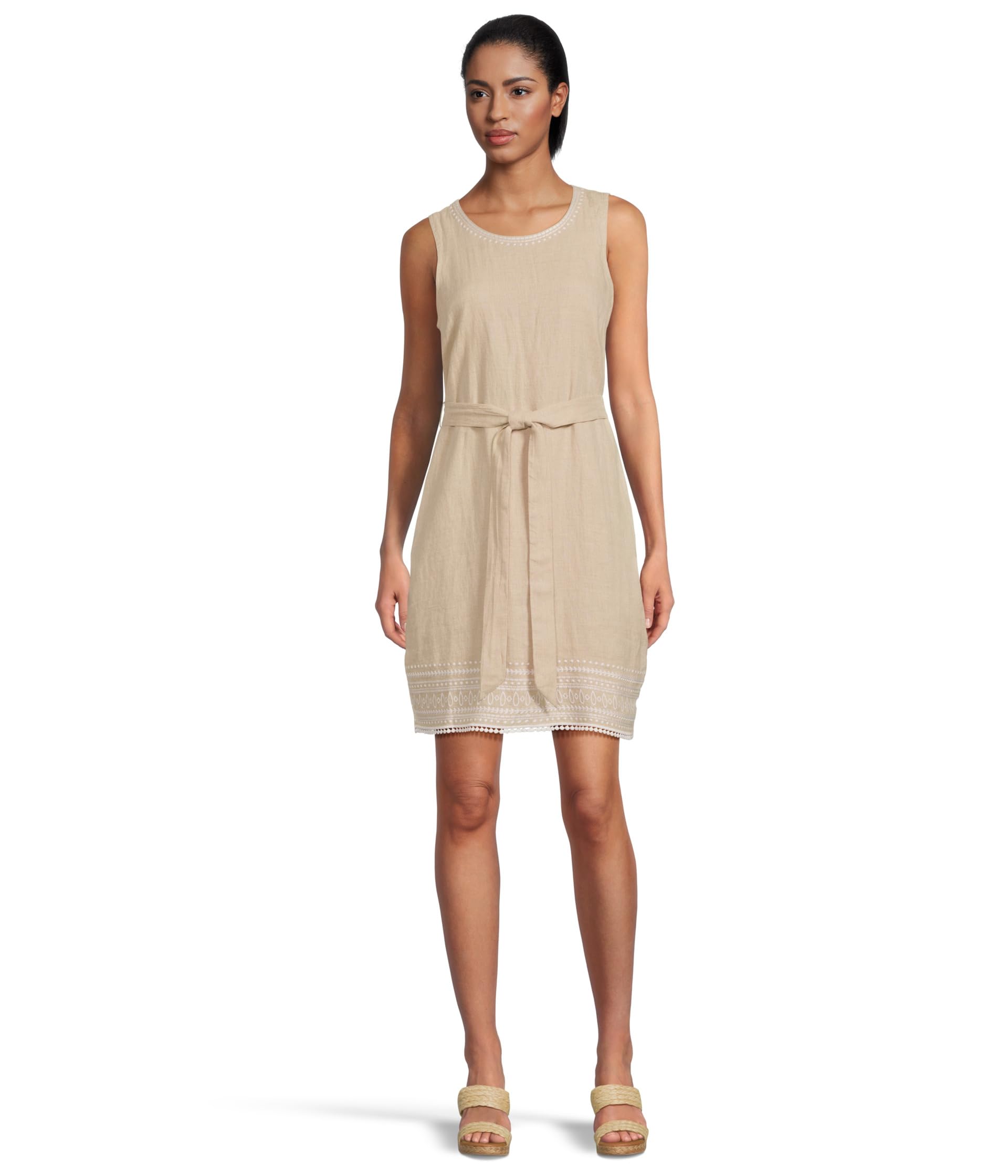 Two Palms Embroidered Sleeveless Shift Dress