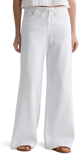 Stella Mid-Rise Cinched Wide Leg Palazzo in White