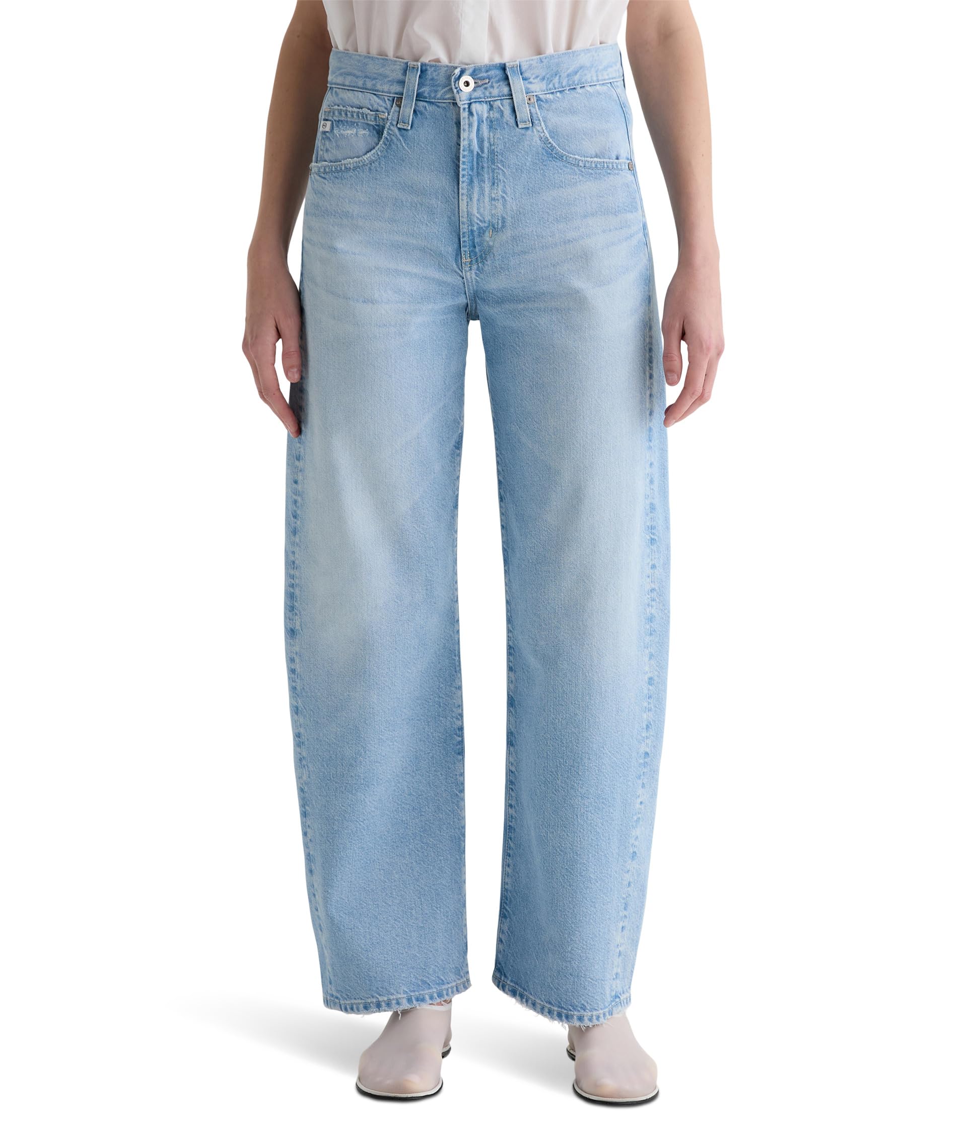 Джинсы AG Jeans Hattie High-Rise Barrel in Allusion Destructed