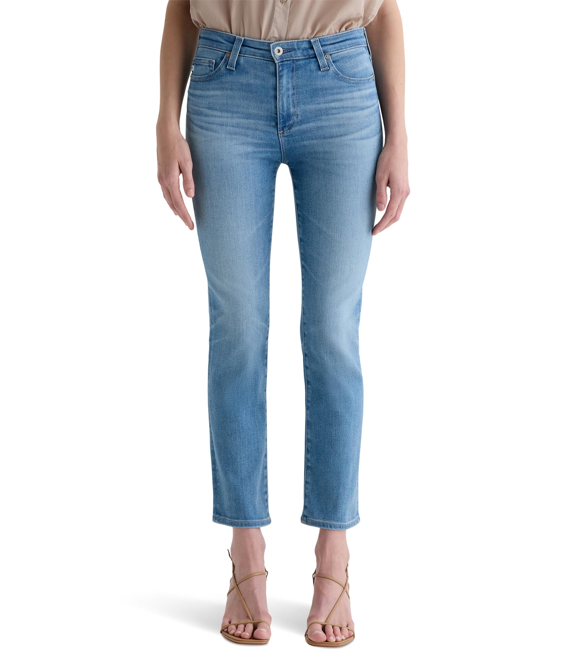 Mari Mid-Rise Slim Straight Crop Jeans in Atlantis