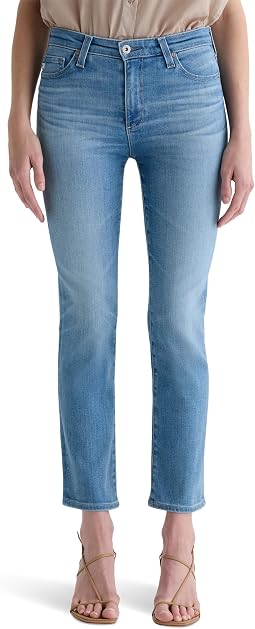 Женские укороченные джинсы AG Jeans Mari Mid-Rise Slim Straight Crop в цвете Atlantis