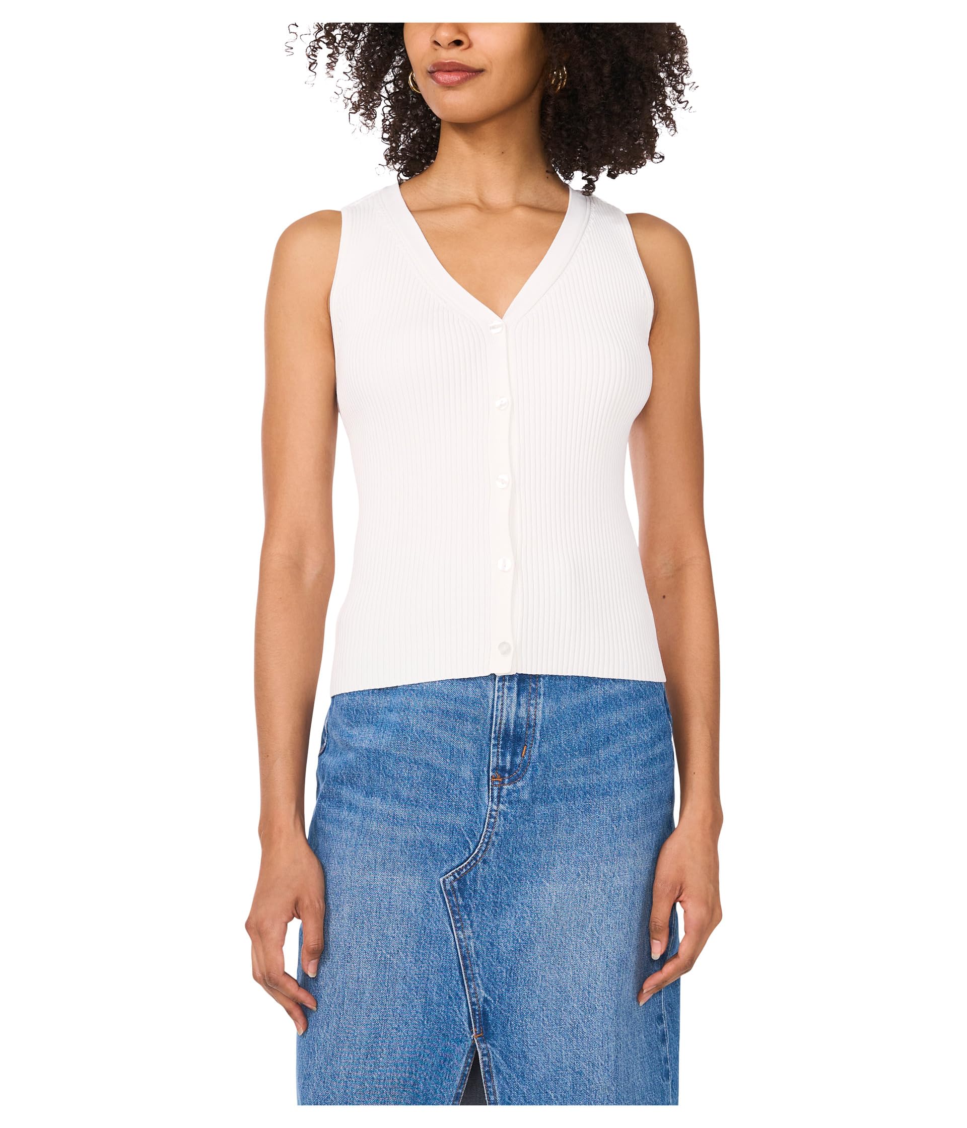 V-Neck Button Up Vest Tank