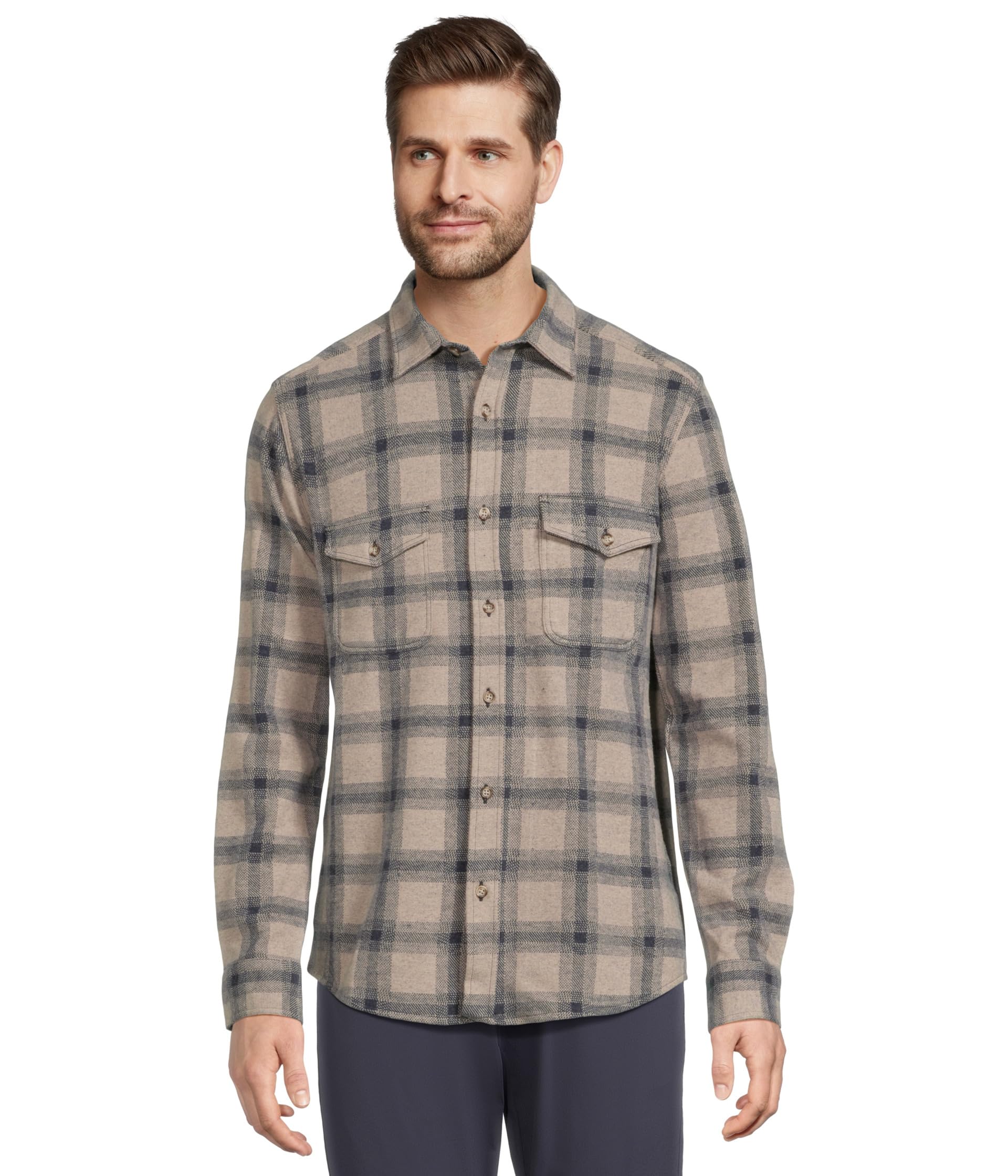 Brushed Button-Front Knit