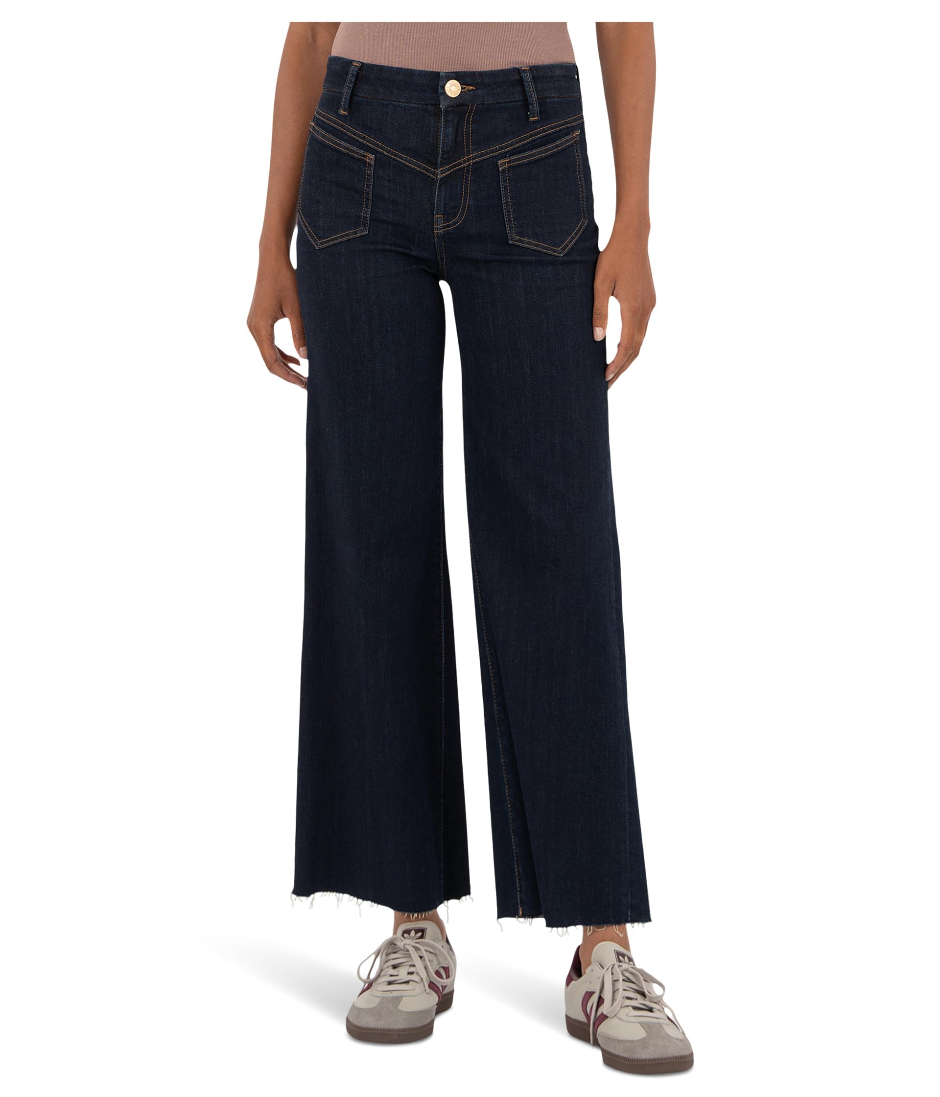 Petite Charlotte High Rise Wide Front Seam Leg Raw Hem
