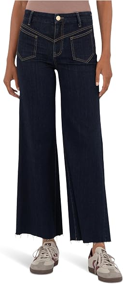 Petite Charlotte High Rise Wide Front Seam Leg Raw Hem