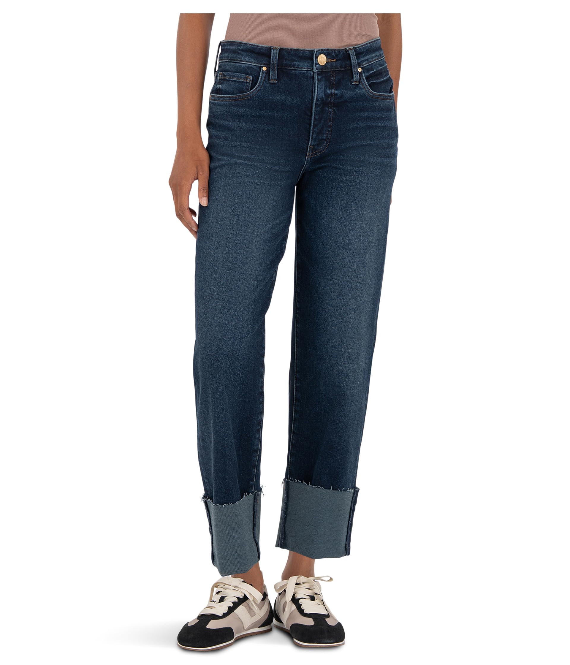 Petite Fay High Rise Fab Ab Straight Leg-roll Up Raw Hem