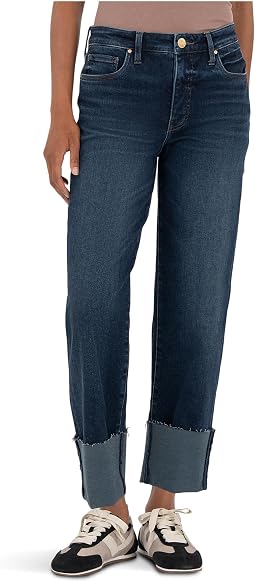 Джинсы Petite Fay High Rise Fab Ab Straight Leg-roll Up Raw Hem