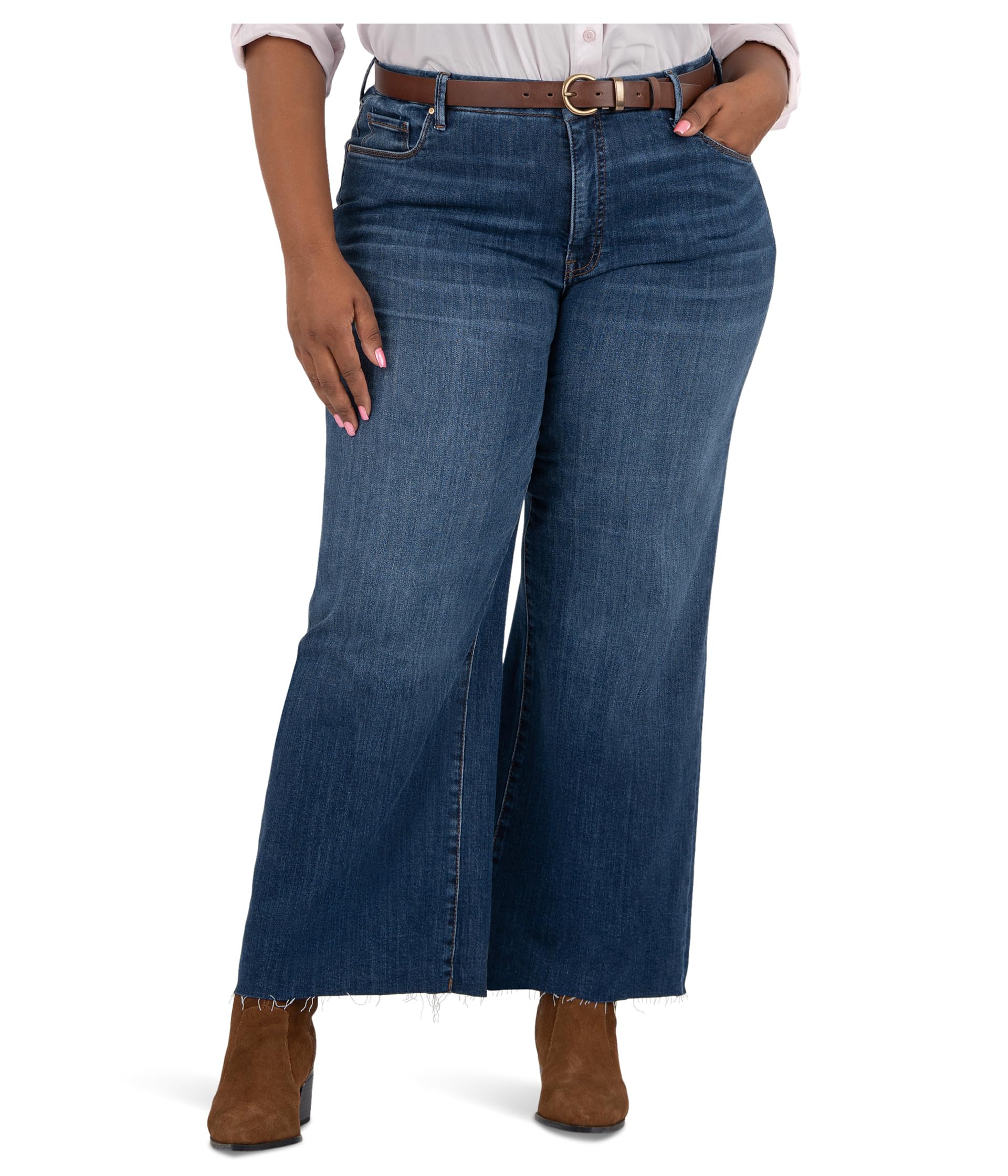 Джинсы Meg High Rise Fab Ab Wide Leg Raw Hem Plus