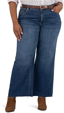 Plus Meg High Rise Fab Ab Wide Leg Raw Hem