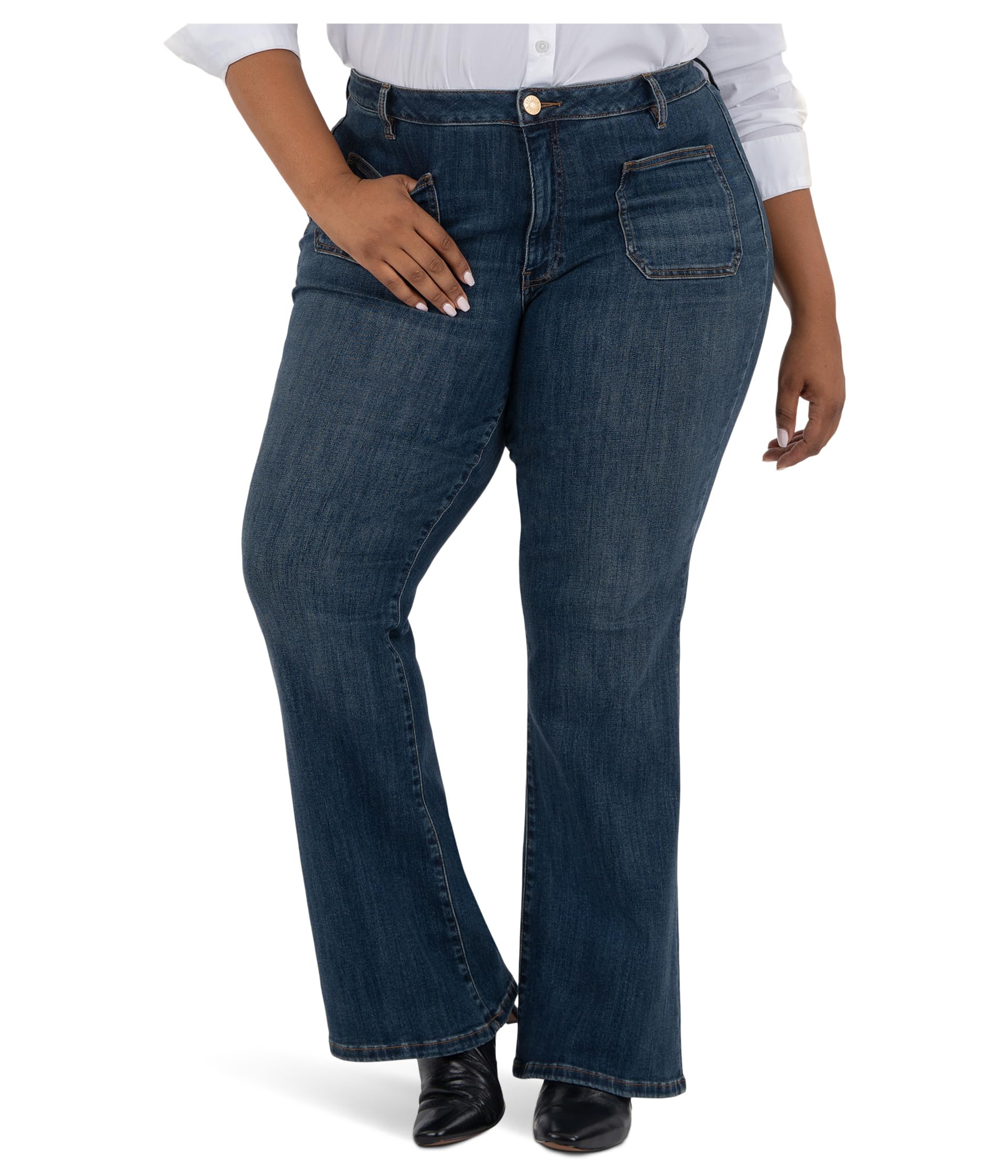Plus Ana High Rise Flare With Patch Pockets Regular Hem